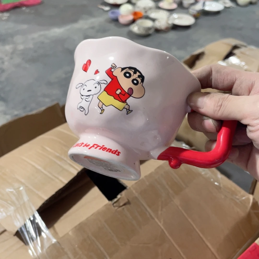 微瑕陶瓷餐具蜡笔小新杯子粉色一个装