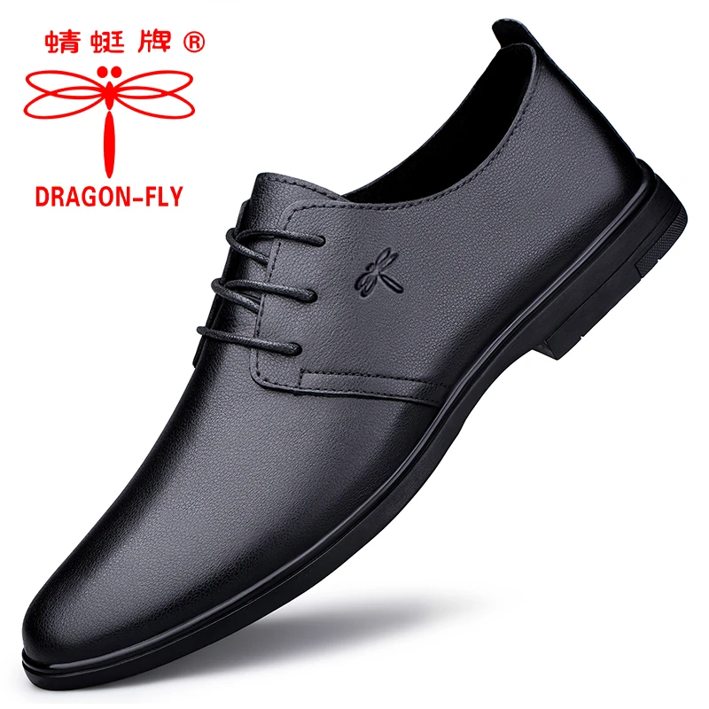蜻蜓牌皮鞋男款爆款2025新款男士商务正装软底软皮加绒休闲鞋真皮