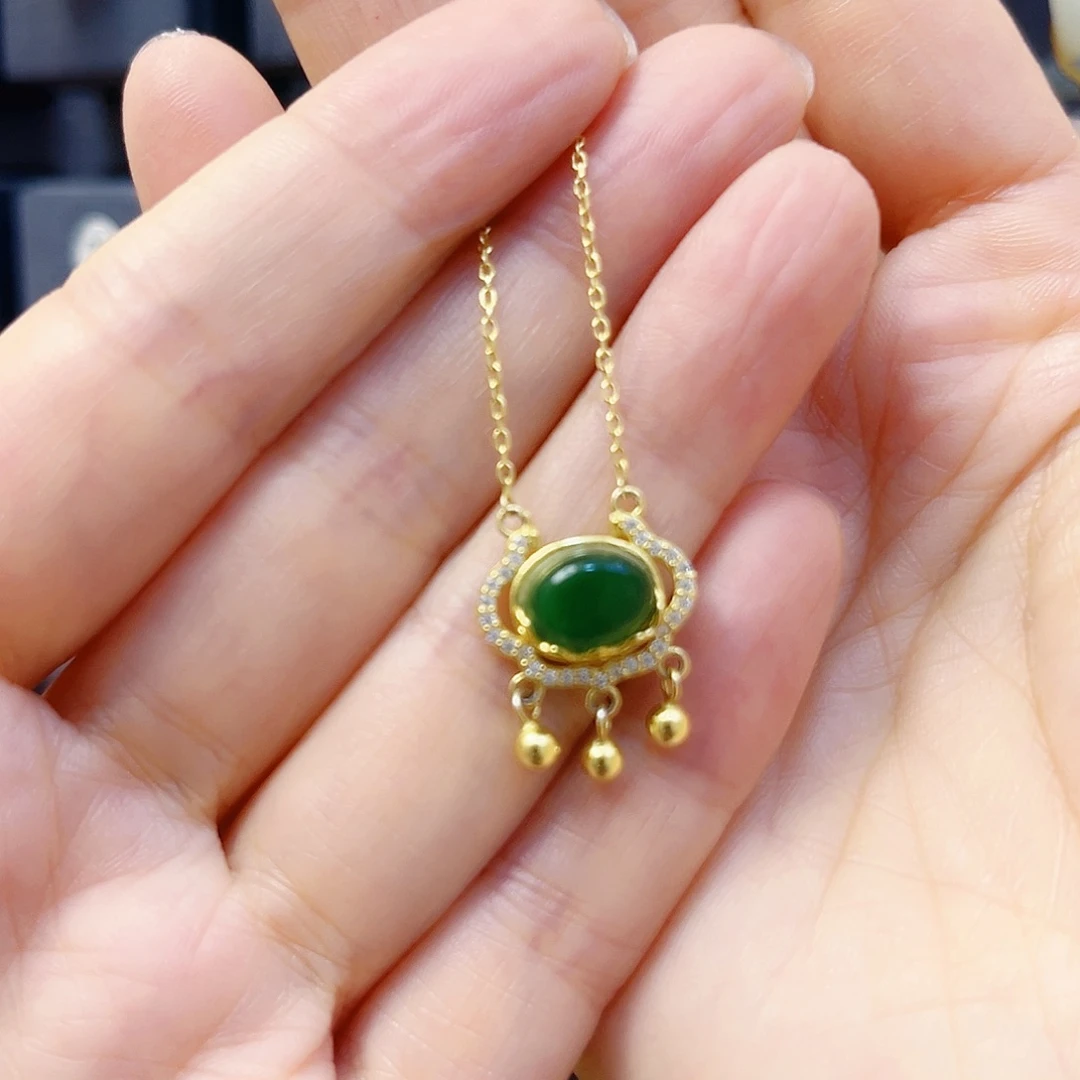 和田玉银S925镀金镶嵌颈饰