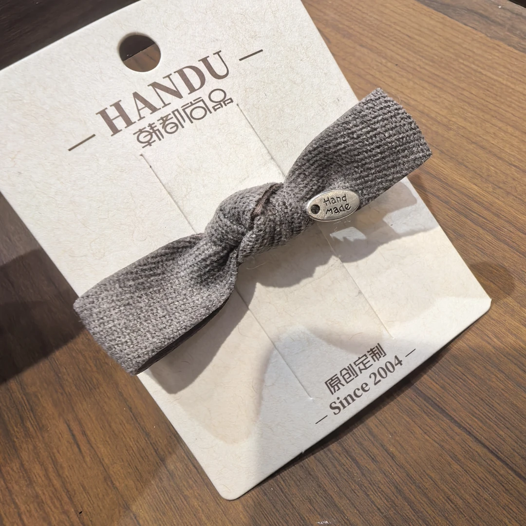 A861咖色蝴蝶结韩系边夹