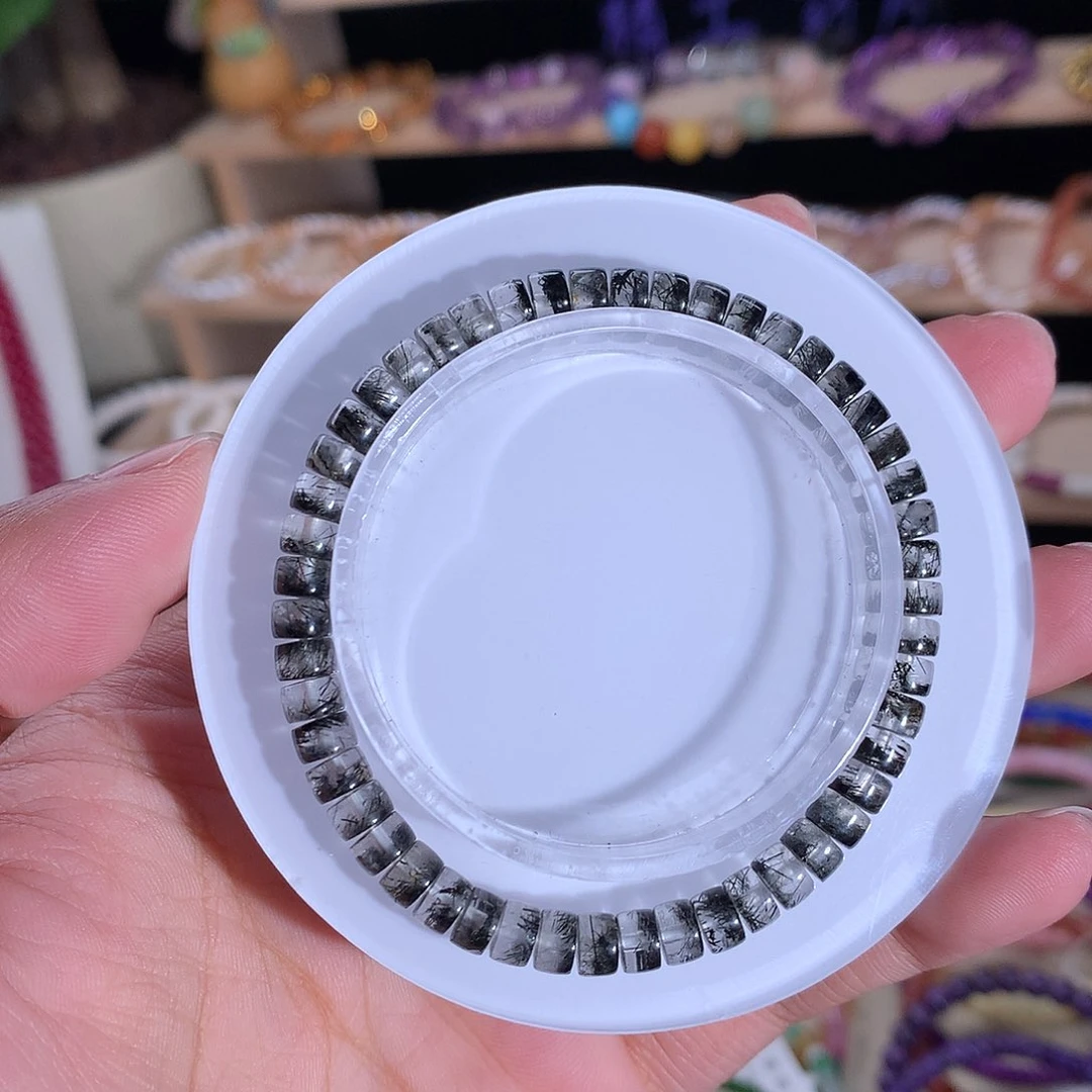 未镶嵌手链发晶精工药片半盆黑发晶5.5m m