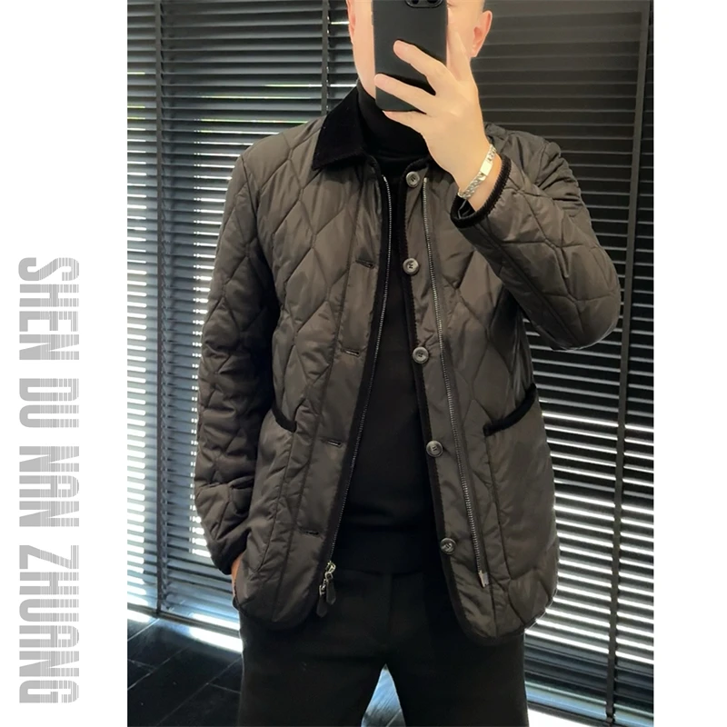 SHEN&DU男装｜轻奢简约菱格棉服翻领外套21007