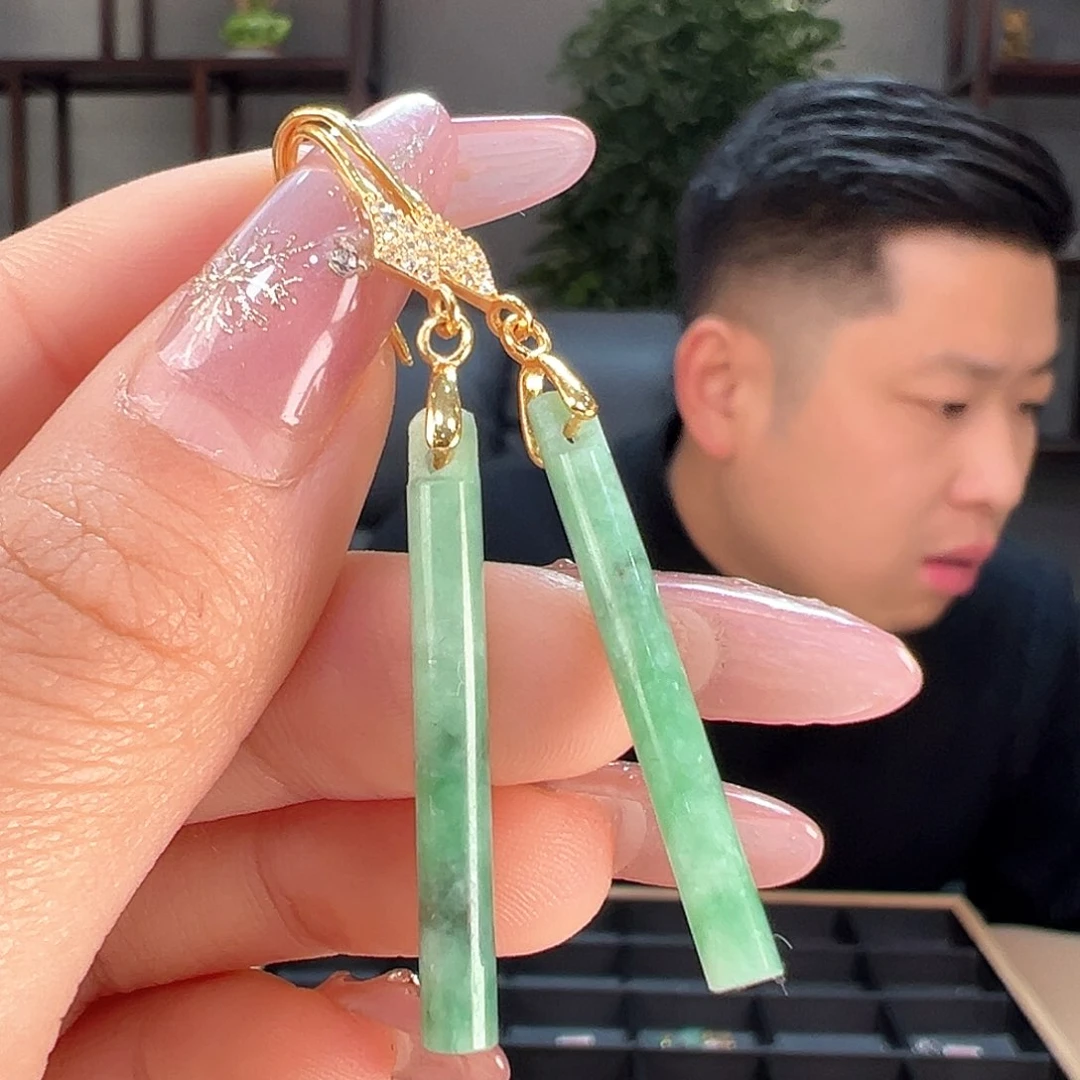 翡翠耳饰银S925镶嵌耳环21