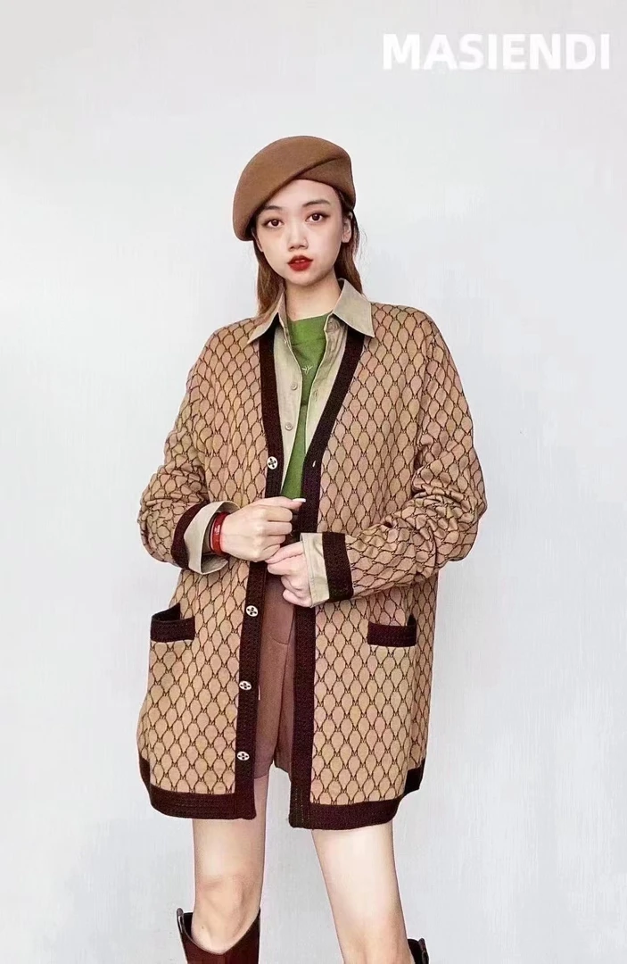 玛丝恩迪 绵羊毛中长款开衫百搭气质网红时尚休闲情侣春季宽松