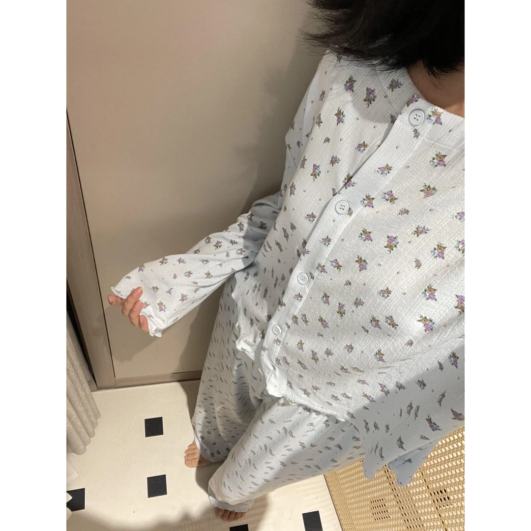 【甜美碎花】开衫长袖睡衣女春秋款2025新款家居服大码套装可外穿