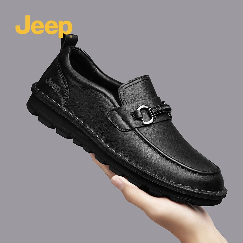 Jeep吉普男鞋新款春季户外出行耐磨防滑正装鞋子复古英伦风皮鞋男