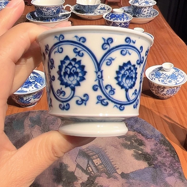 镹曰茶闲柴窑手工手绘青花