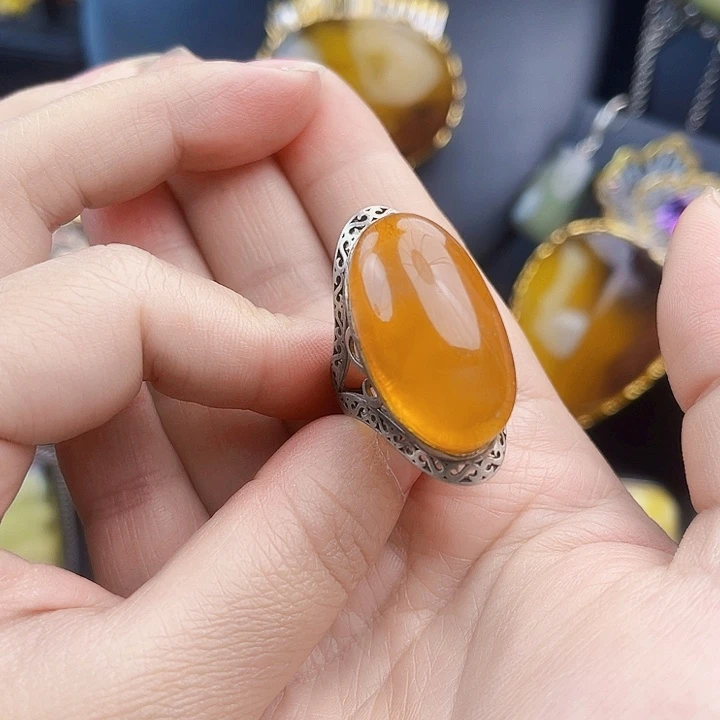 琥珀银S925镶嵌裸石