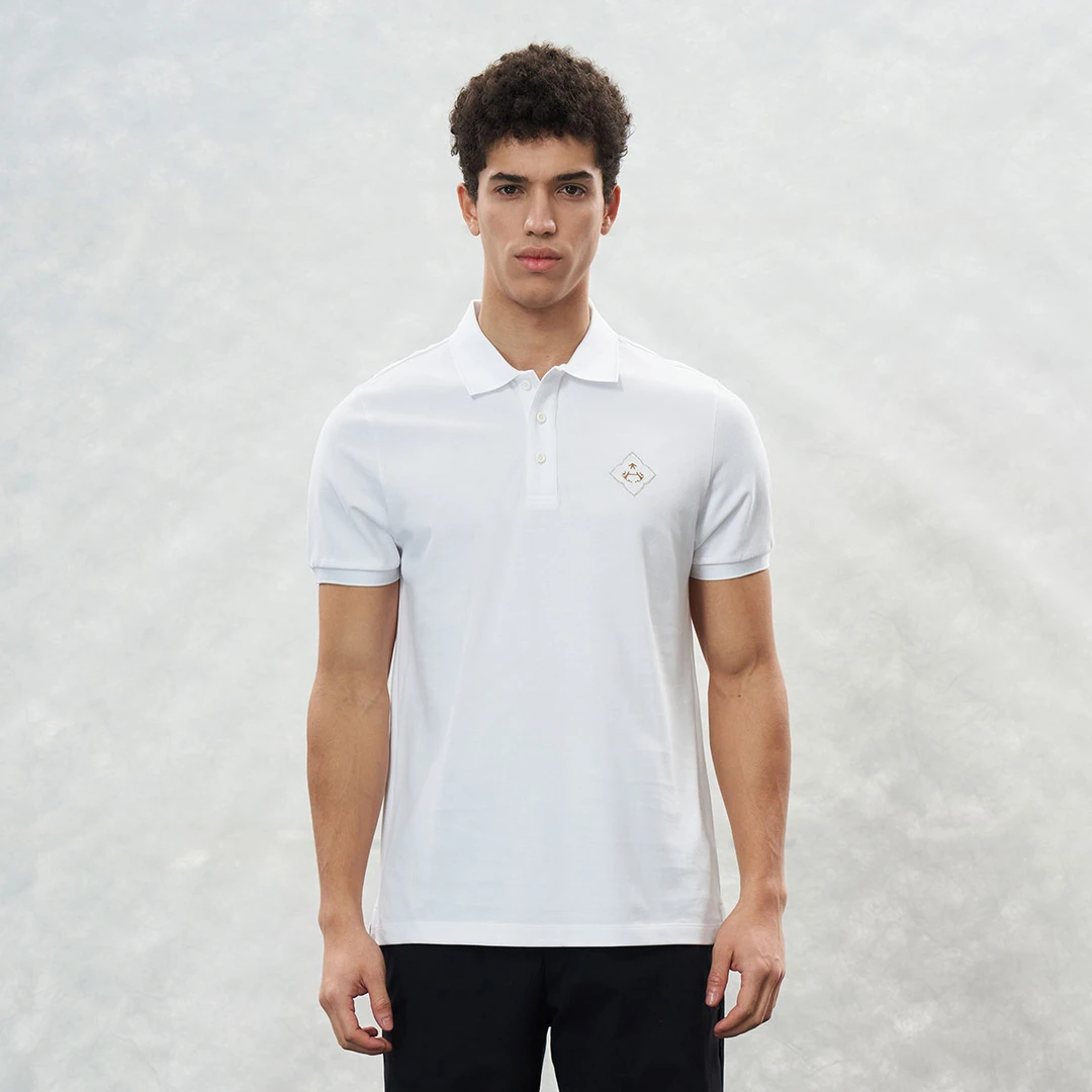 曼加龙【刺绣烫钻 100%进口长绒棉】夏季透气时尚男式短袖Polo衫