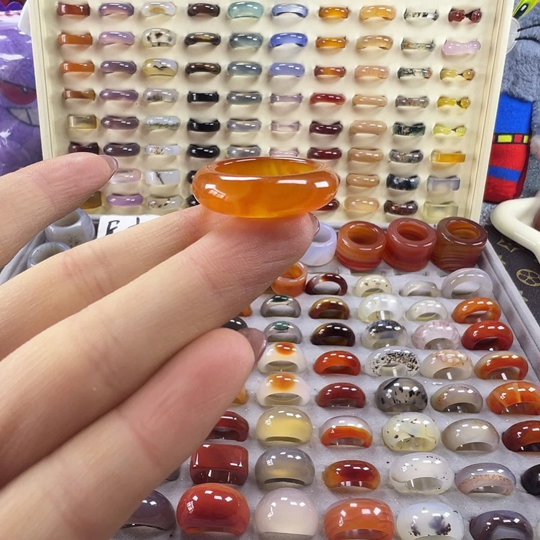 玛瑙/玉髓未镶嵌戒指A1不退换19港20