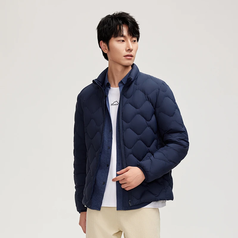 暖频道男士休闲百搭舒适立领轻薄春秋冬季保暖短款羽绒服828011