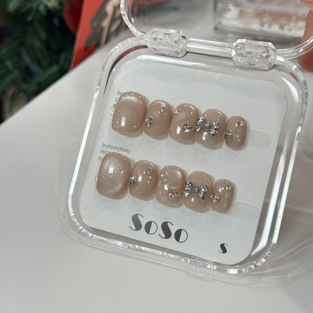 现货豆豆【春日有约】 纯手工穿戴甲下单赠送收纳盒+工具包秋冬