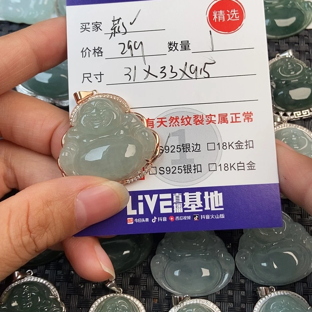 莉***莉翡翠银S925镶嵌颈饰