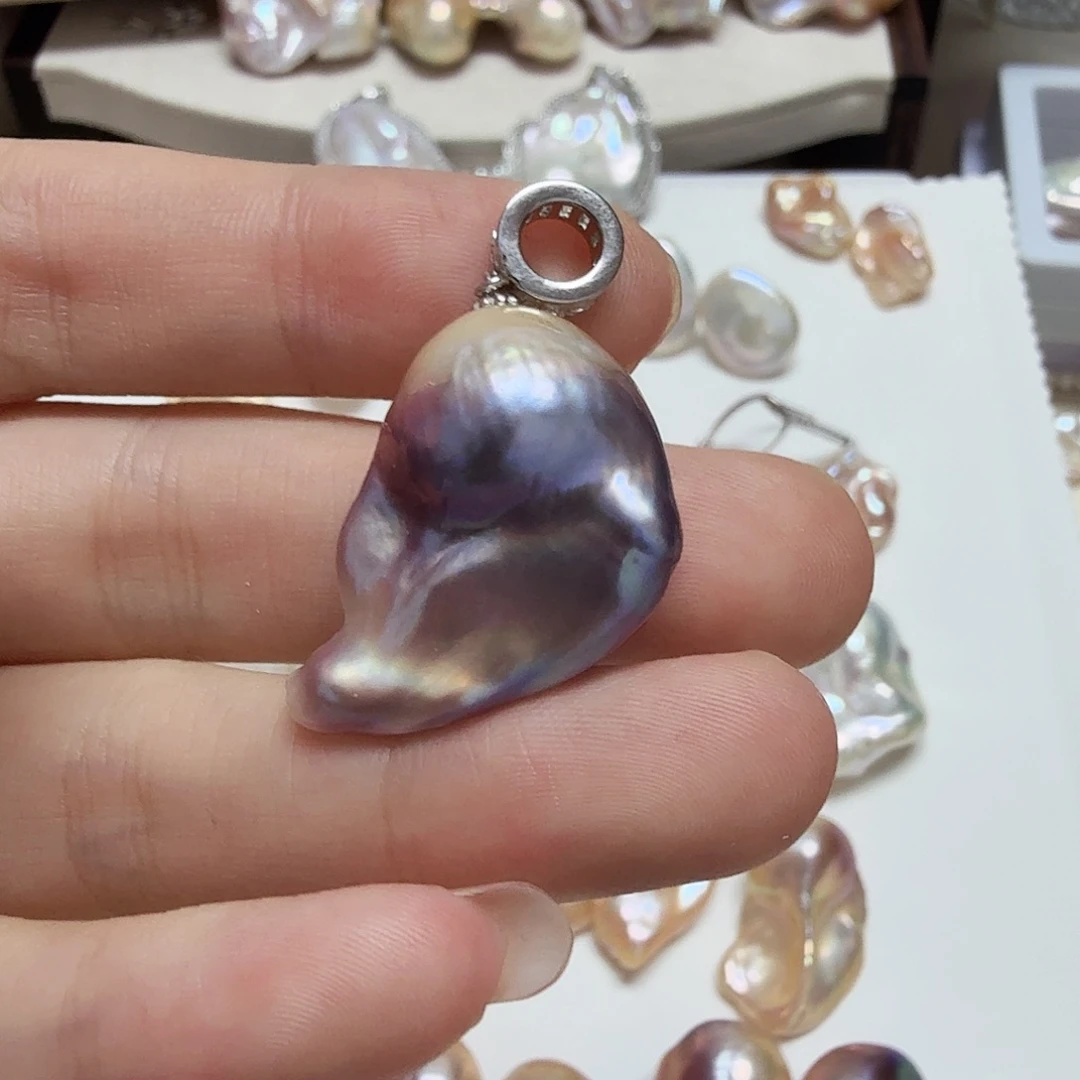 淡水珍珠银S925镶嵌颈饰