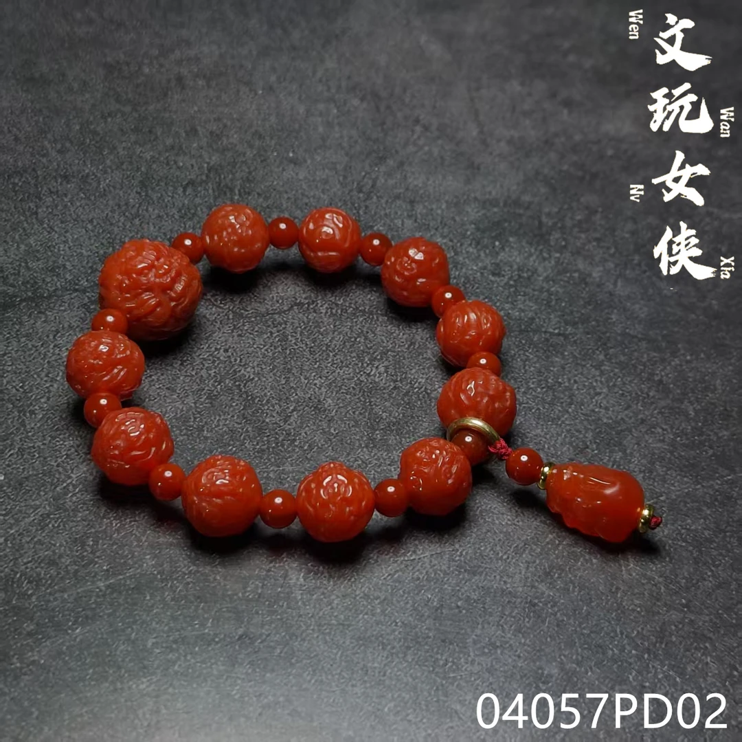 《万象阁慧慧店W》精品玛瑙手串12+【龙珠】【文玩探宝】04057PD02H2-2