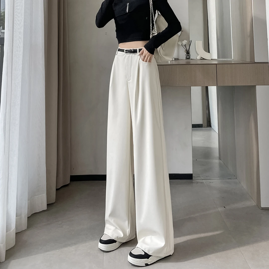 加绒加厚哑光pu皮裤小个子休闲阔腿裤女秋冬高腰宽松显瘦九分裤