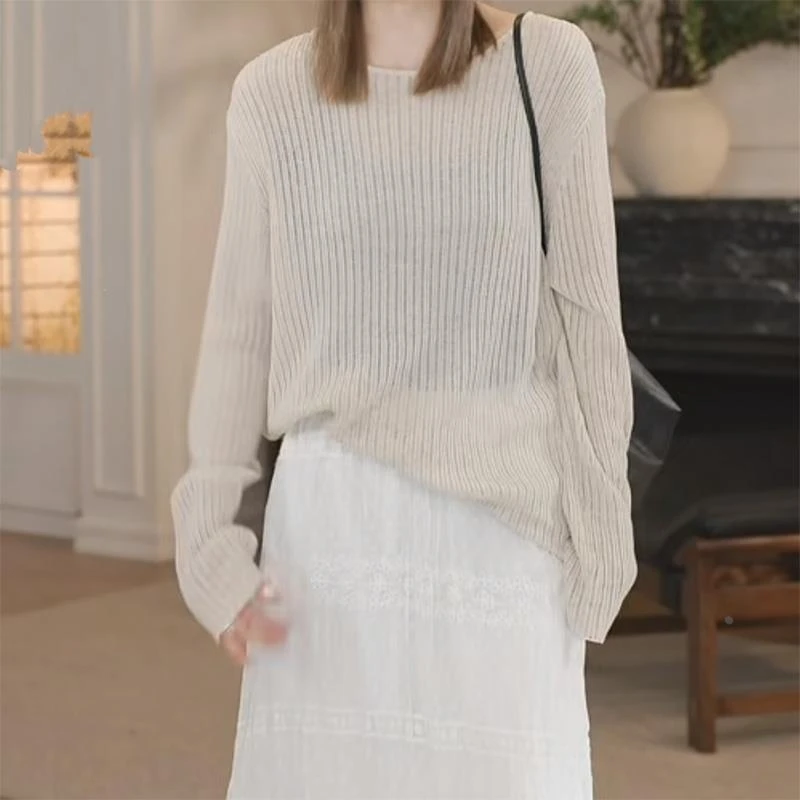 长袖针织衫女小个子春夏今年年新款慵懒舒适休闲百搭宽松长袖上衣