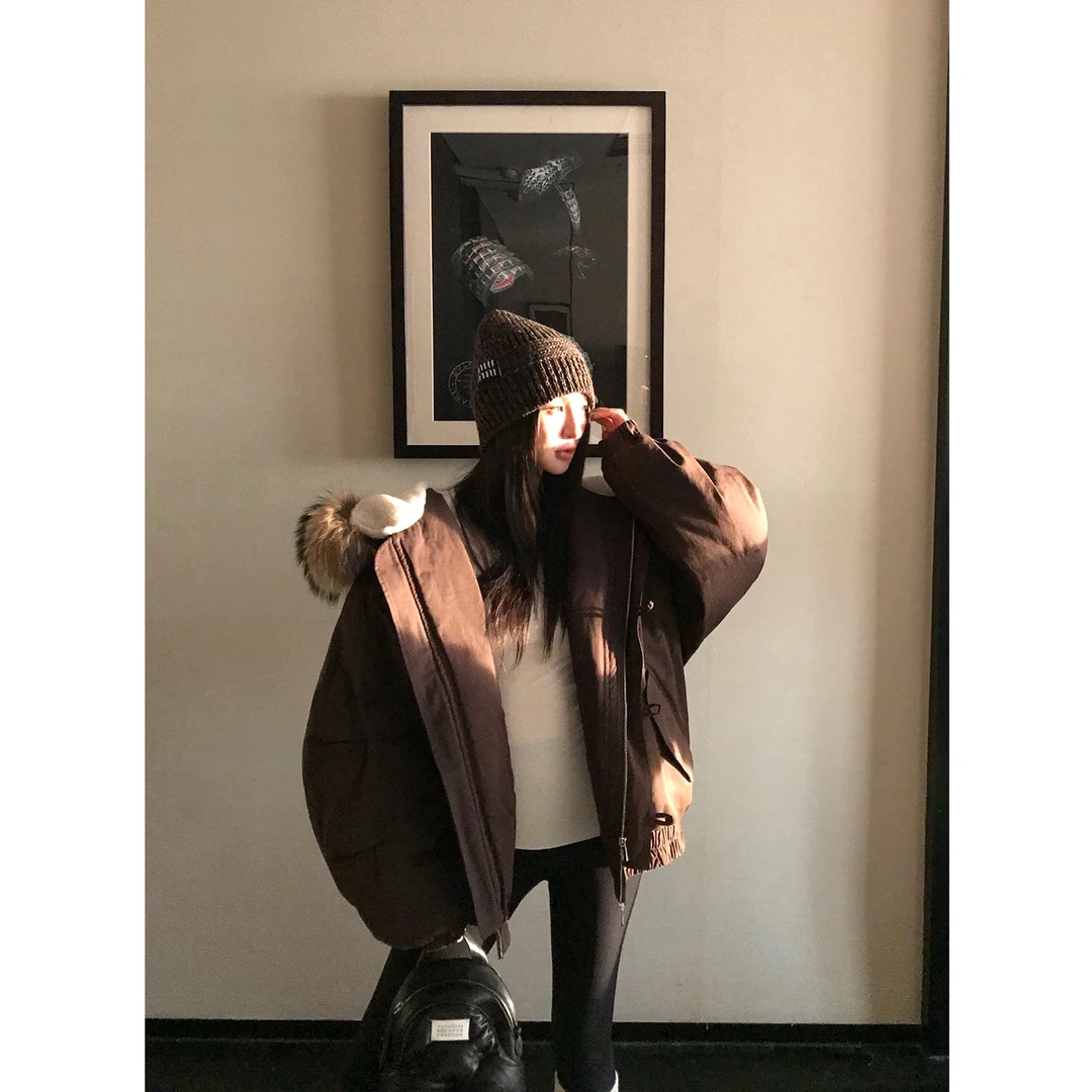 SKK【青苍6折】 硬核冰岛 90白鸭绒大貉子毛领羽绒服女冬加厚保暖外