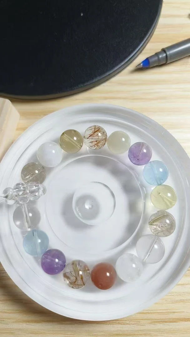 天然水晶幽灵红胶花黄紫海蓝多宝单珠diy手串(多样性发货选其一)