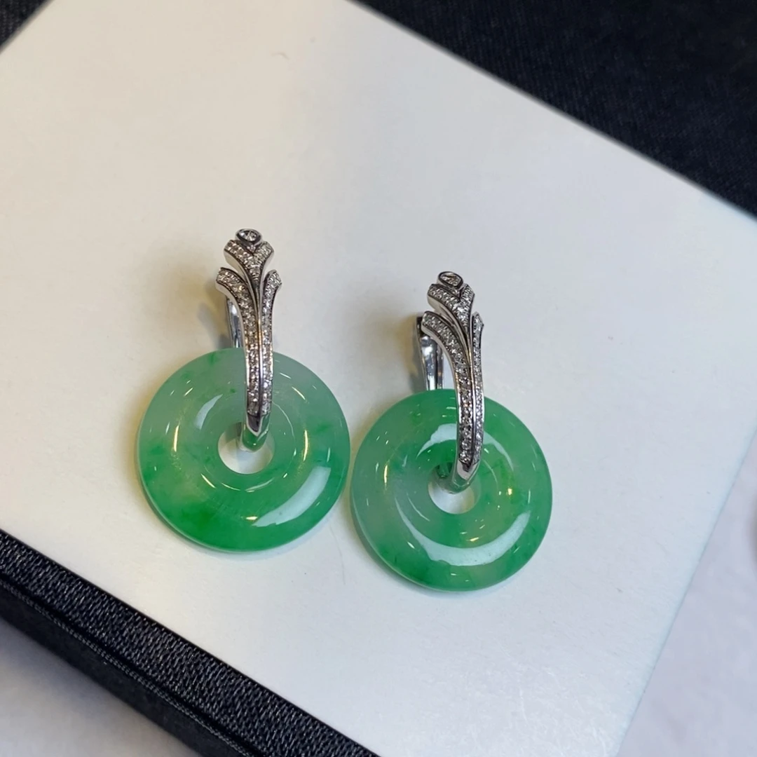 翡翠耳饰18K金镶嵌设计款耳包3980➕甜甜圈13000