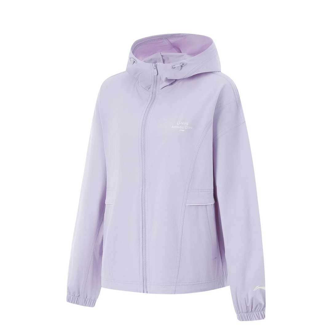 《B品以直播展示为准》李宁荷叶风衣防泼水连帽秋季运动服女AFDU942