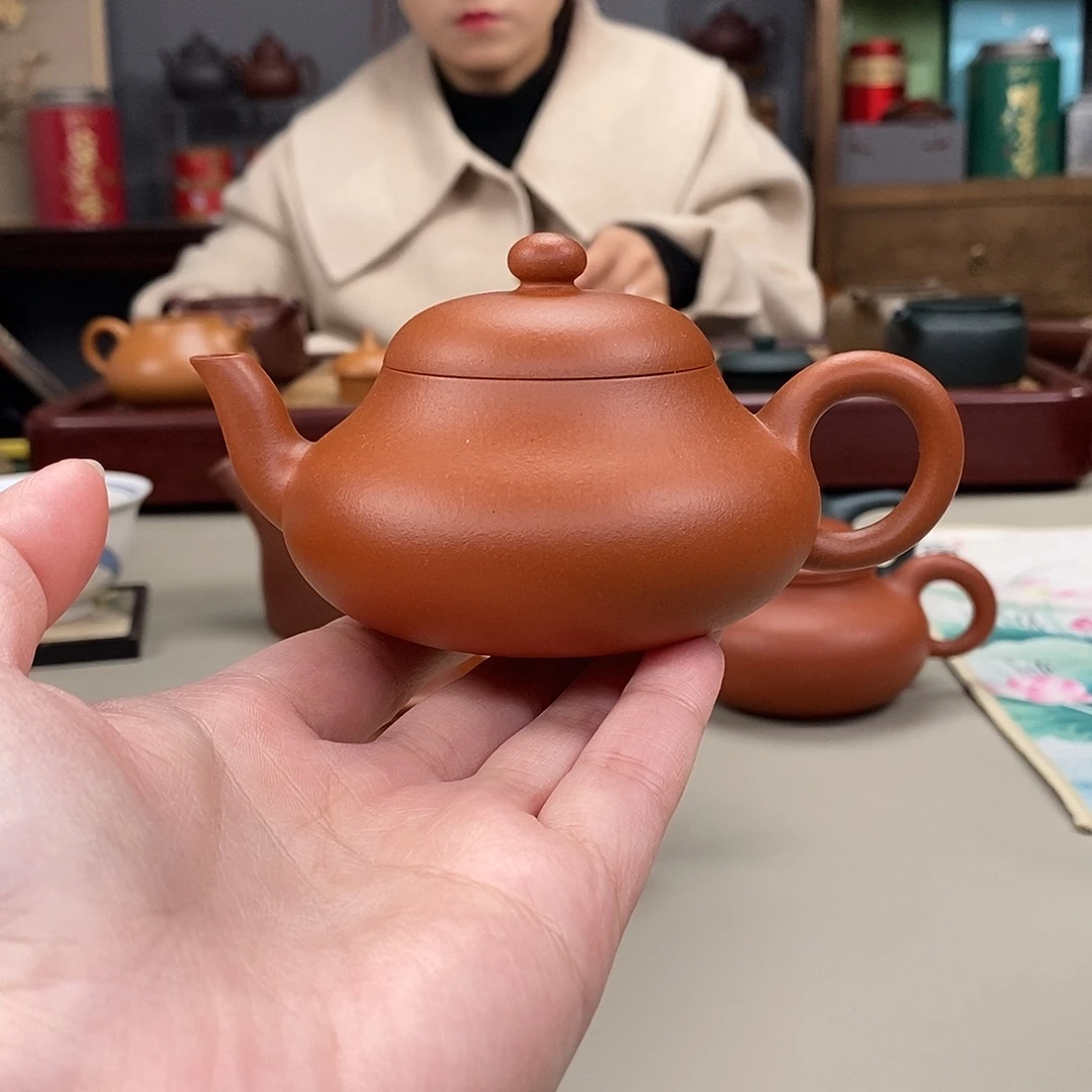 紫砂茶壶生砂朱泥君德半手140cc