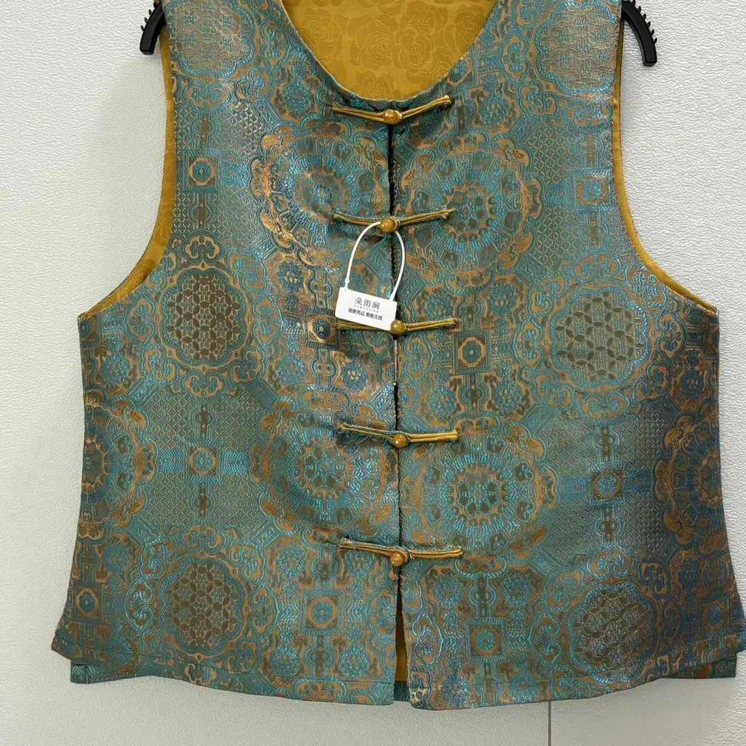 九儿家香云纱宋锦宝相花马甲DYJ005