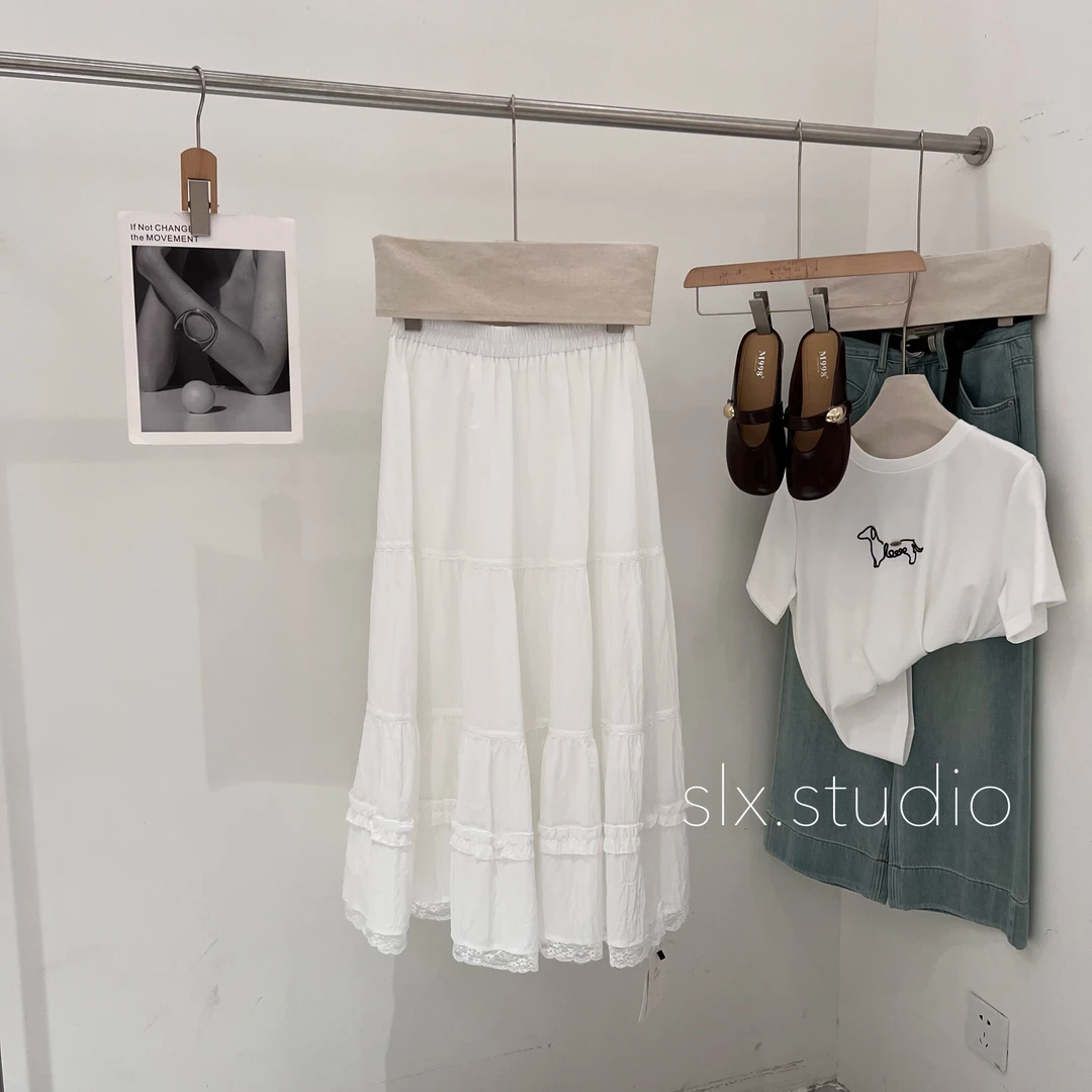 slx@ 6016 蛋糕蕾丝边半裙