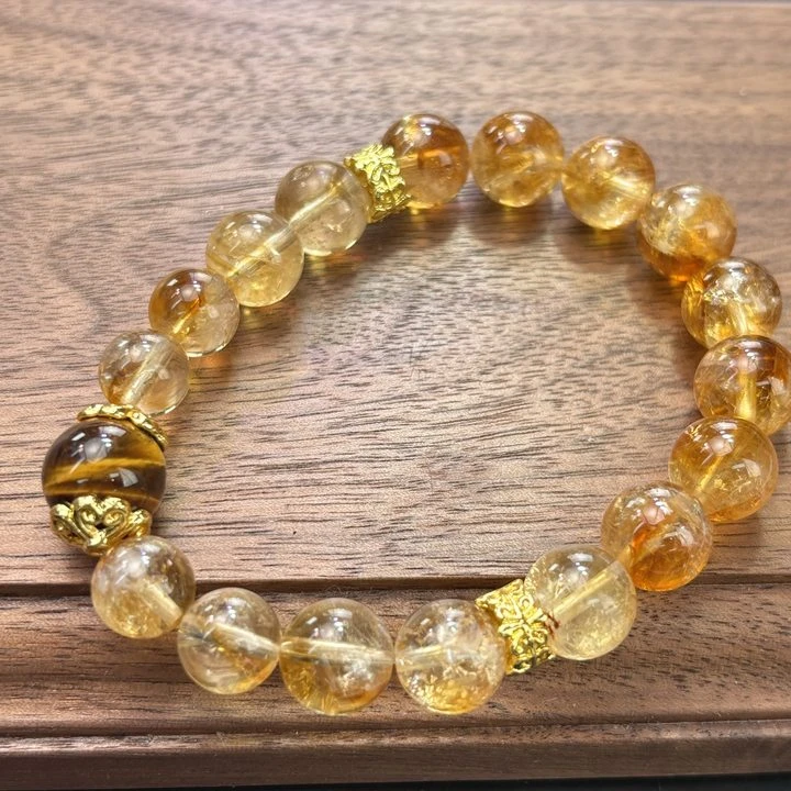 SJ-1035黄塔晶+虎眼石女款水晶手串