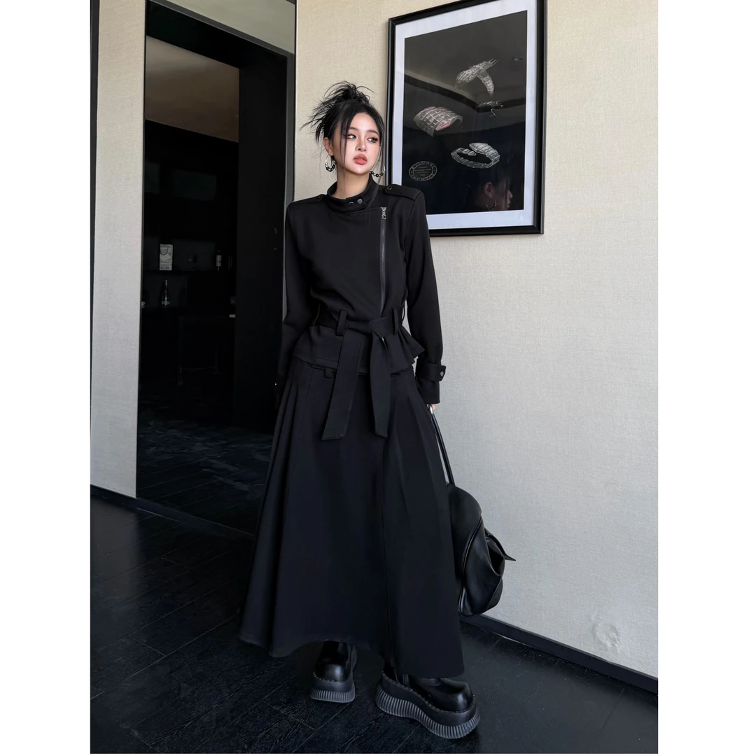 Blackgirl新款【无耻之徒】秋冬英伦风收腰显瘦外套工装半裙套装