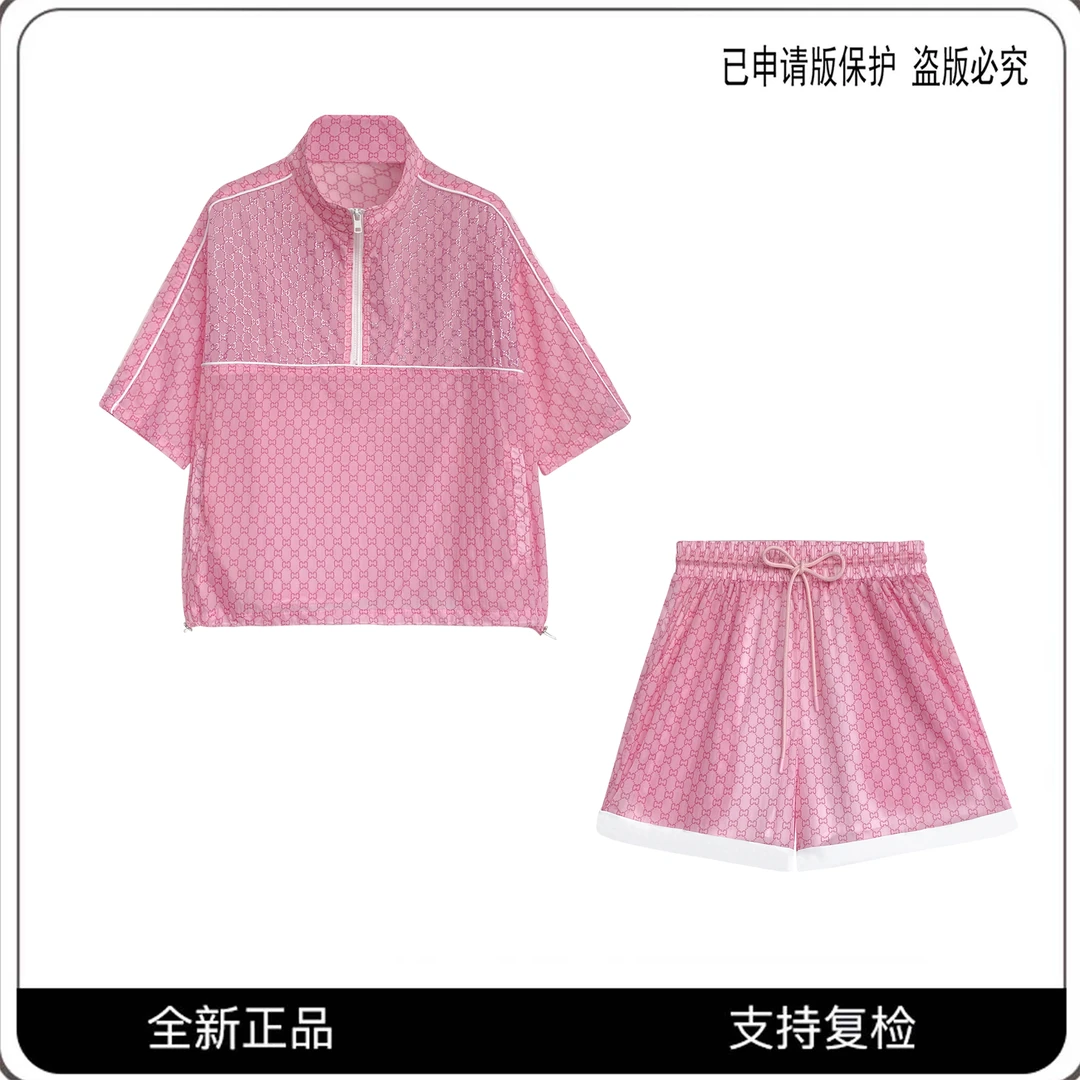 #68120#CSIN夏日时尚轻薄透气格子印花两件套2025潮流轻奢套装