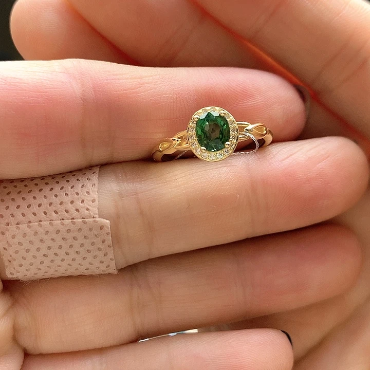 碧玺戒指银S925镶嵌纯天然