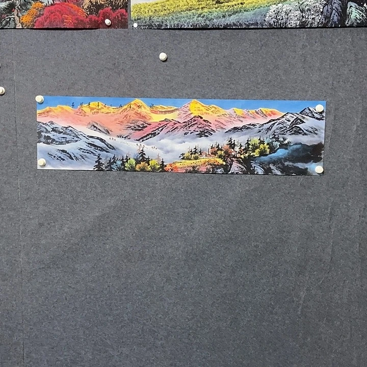 国画四尺对开金山一副