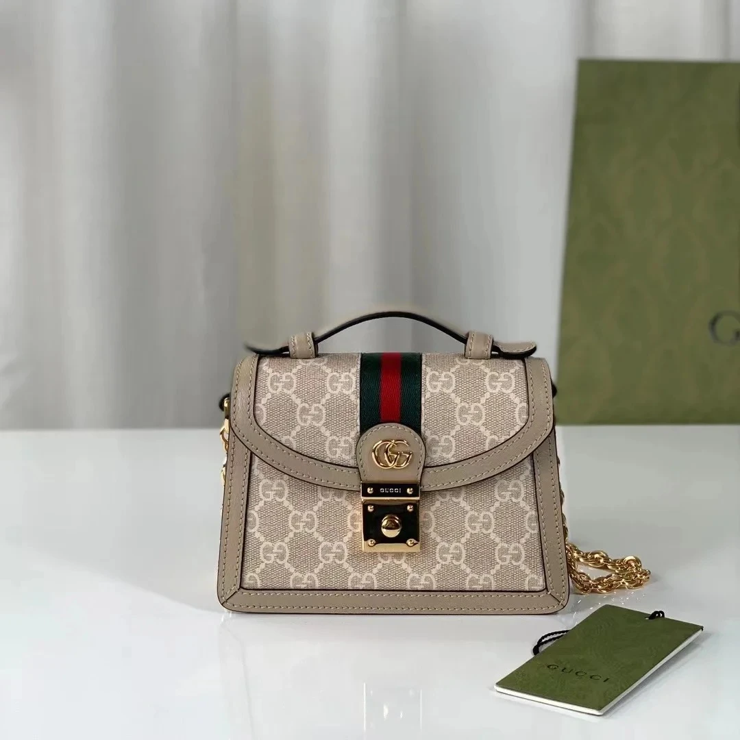 95新 GUCCI/古驰 op邮差mini燕麦色/98新/优选