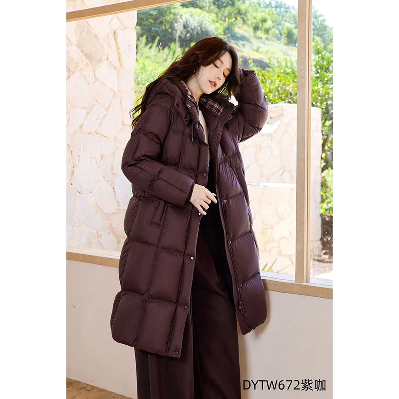 加厚格纹设计感羽绒服2025冬新休闲中长款时尚保暖外套DYTFW672