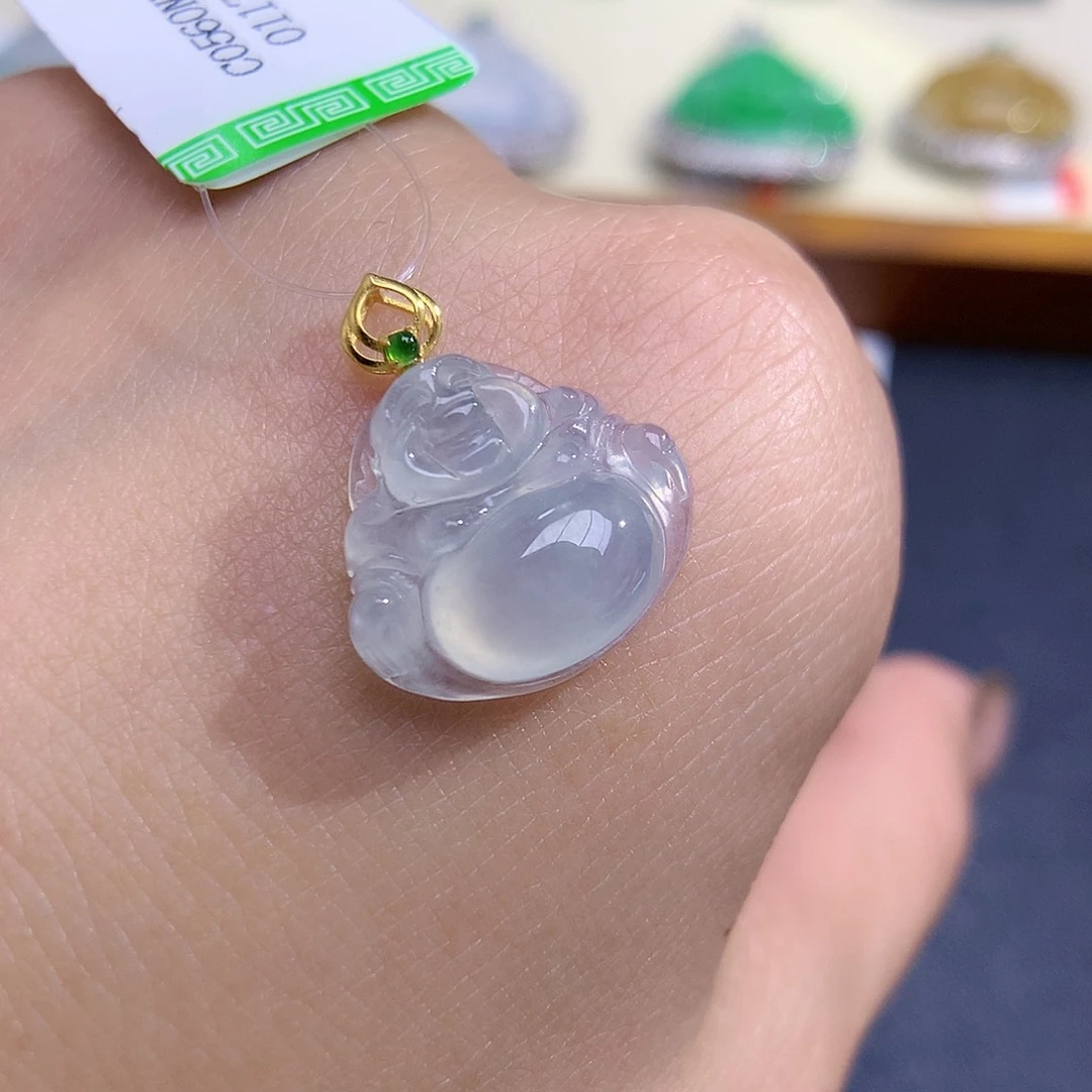 翡翠颈饰18K金镶嵌佛公