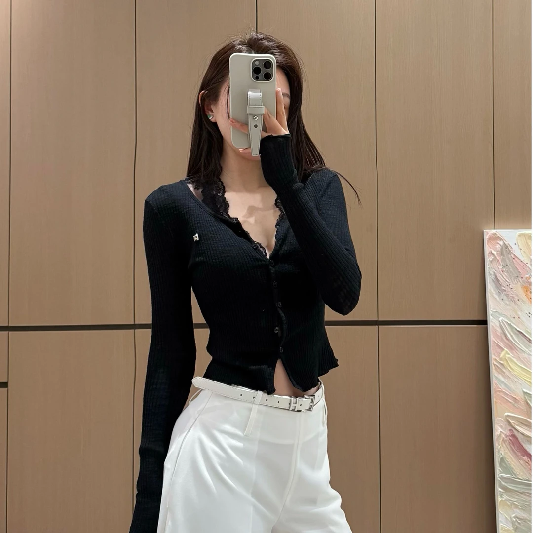 春季新款性感辣妹蕾丝背心针织衫两件套女修身显瘦上衣K2015