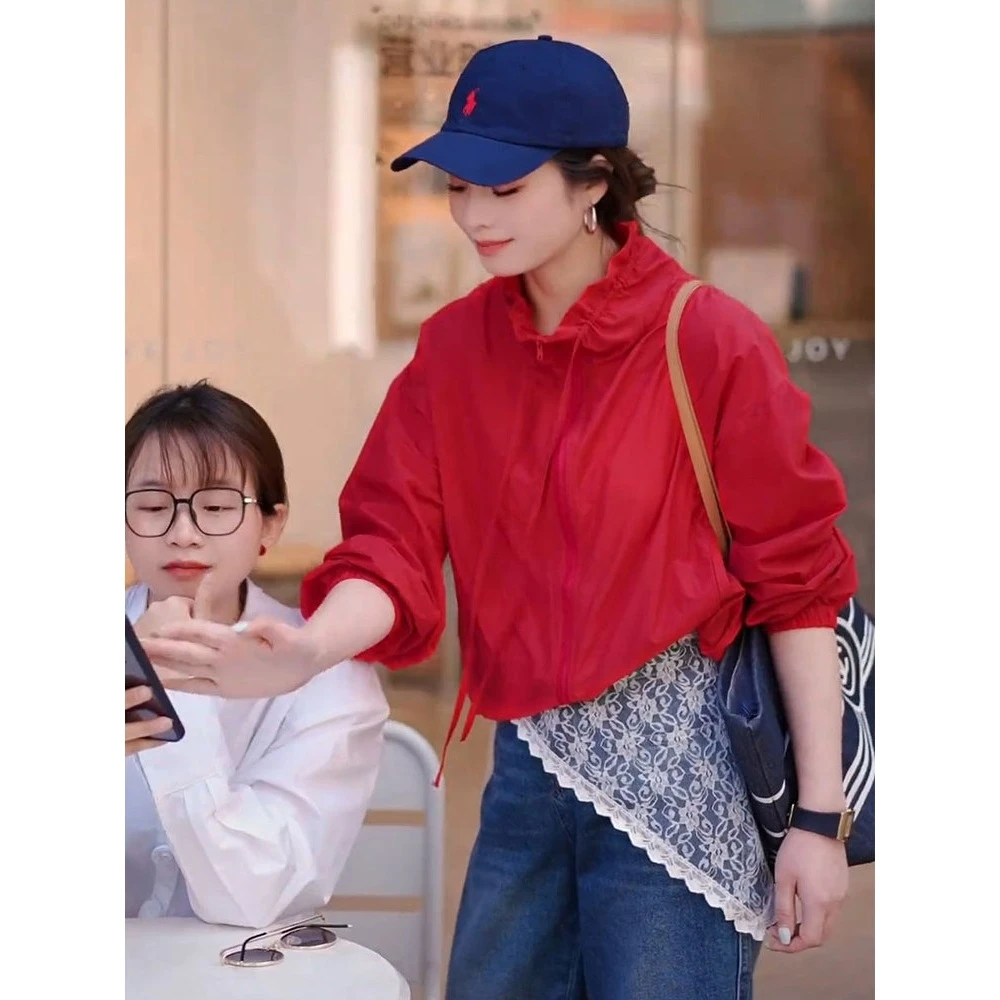 欧洲站气质设计感冲锋衣外套女春夏薄款透气洋气休闲百搭上衣