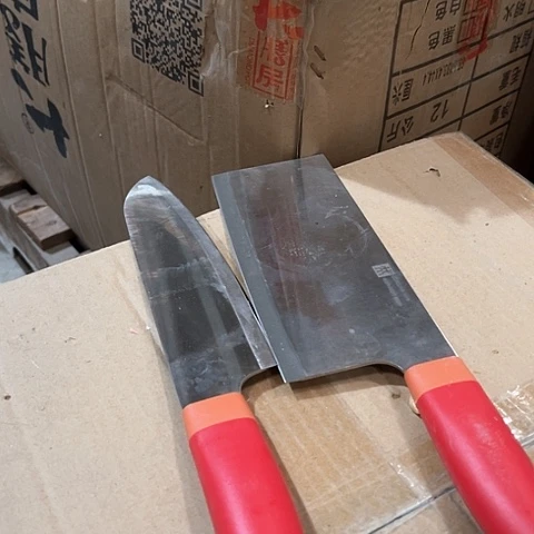 微瑕，不锈钢切菜刀，水果刀不能抗骨红色一套