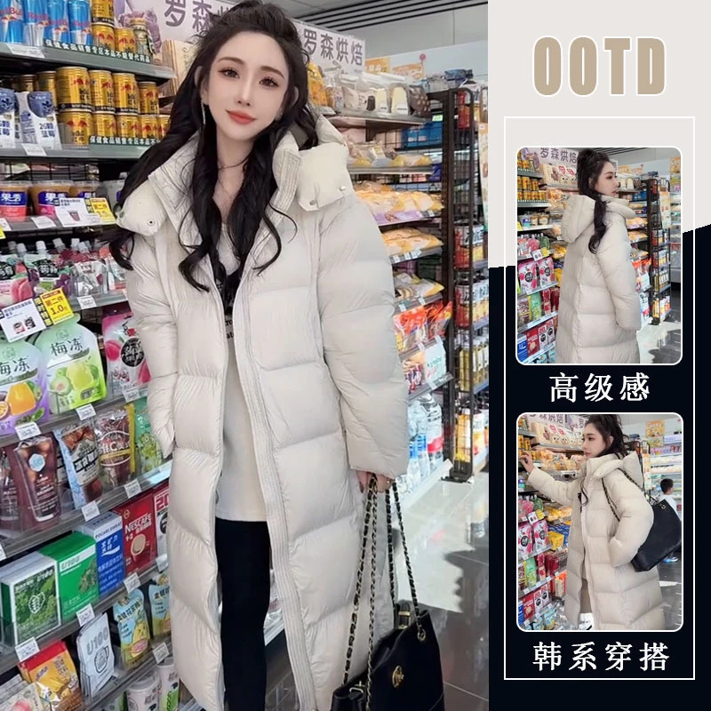 简约高级感超保暖连帽棉服2025年冬季新款宽松显瘦中长款棉衣外套