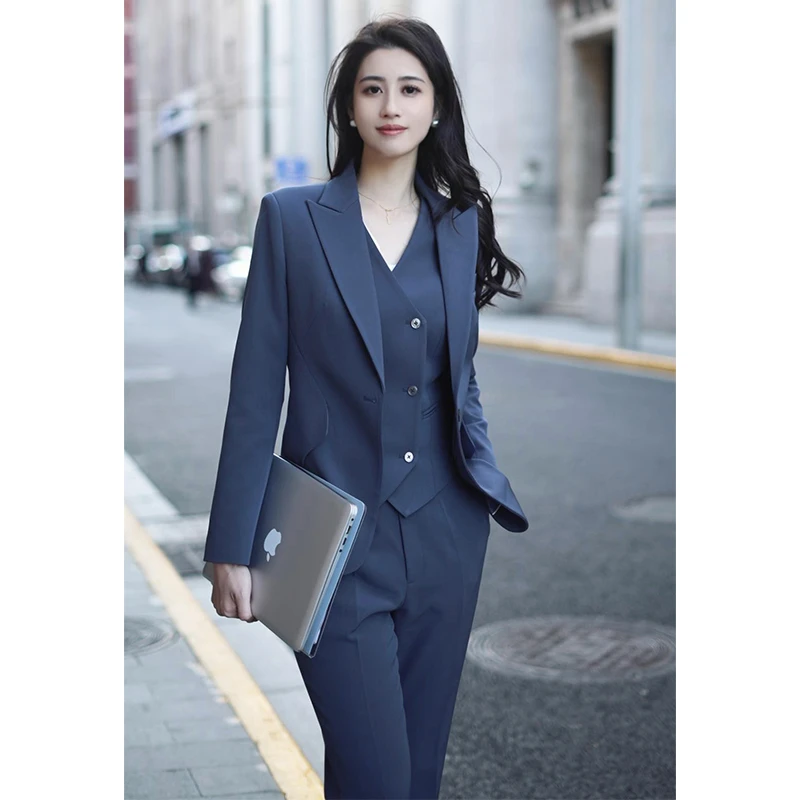 一九二九沪匠春秋竹月蓝套装韩版上班休闲工作修身女神范商务正装