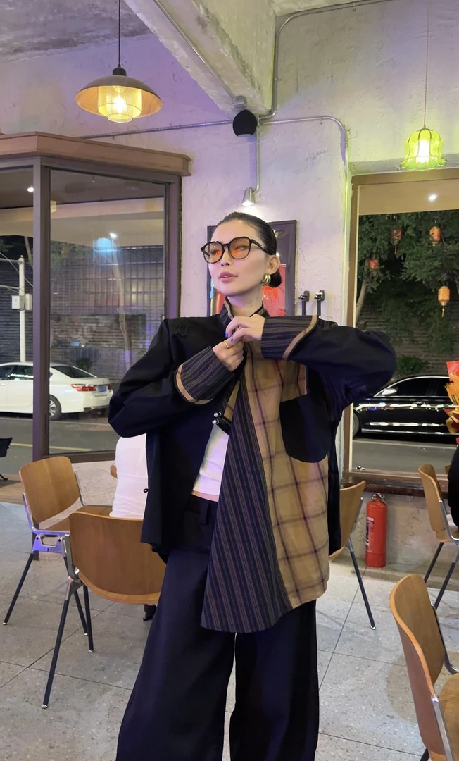 ‘’曜灵‘’立领男女同款夏季透气衬衫时尚休男士休闲百搭拼色