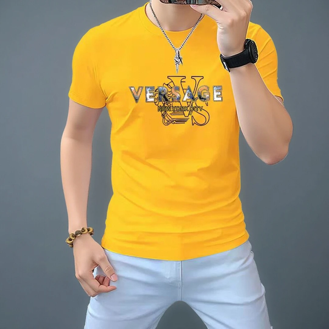 夏季新款潮牌时尚短袖t恤男士修身潮流圆领字母刺绣百搭半袖韩版