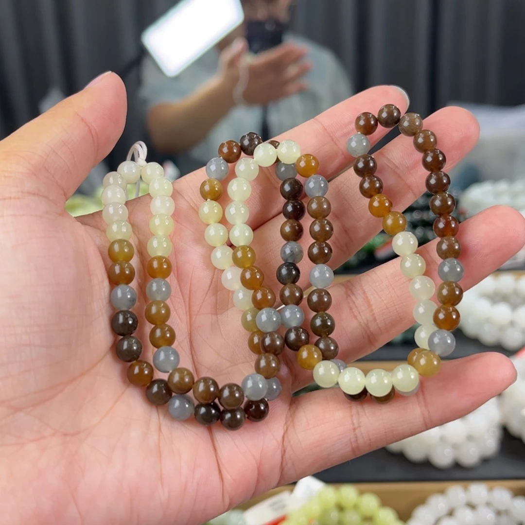 手链未镶嵌和田玉新疆且末楼兰三色卡6项链108