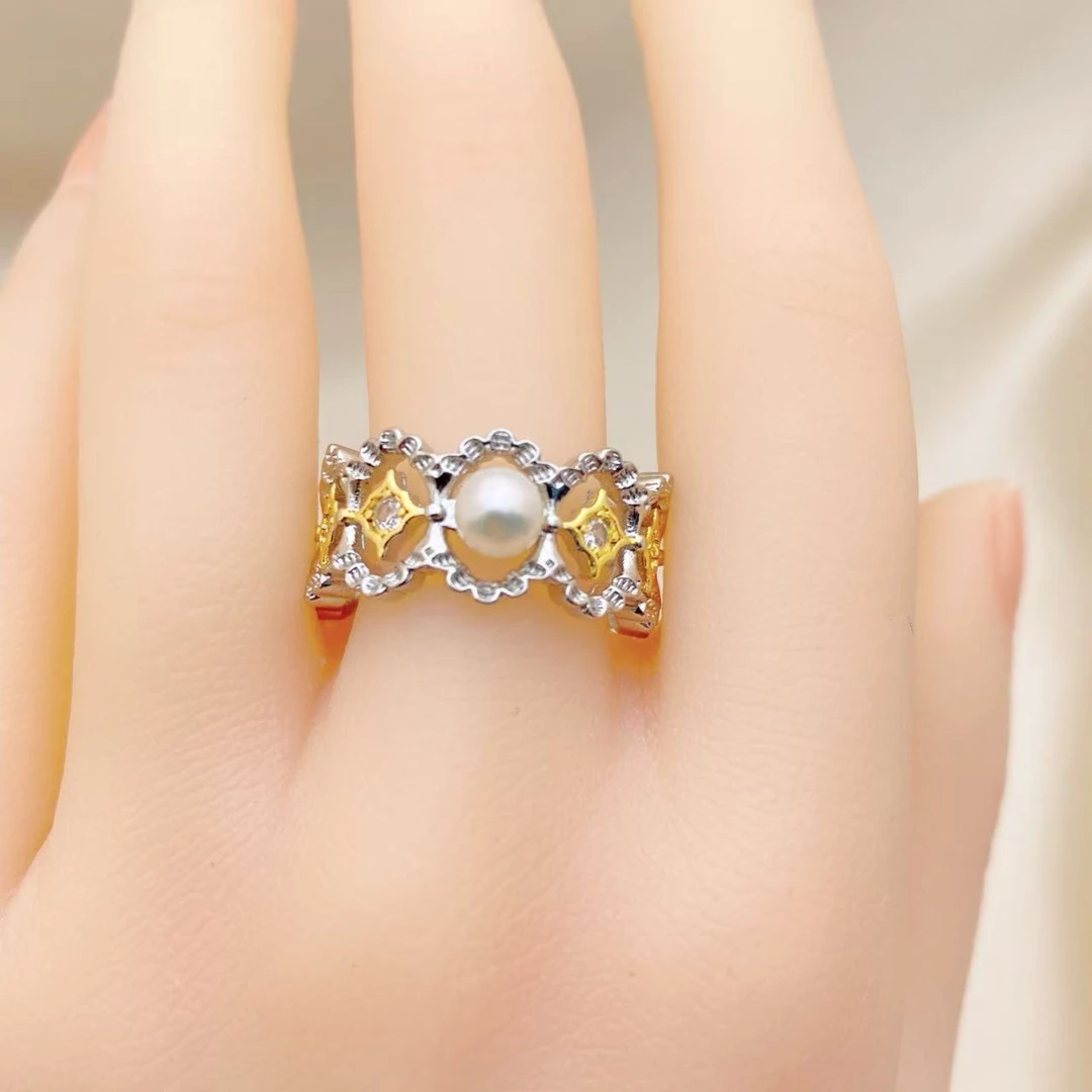 LH229【蕾丝重工珍珠戒指】