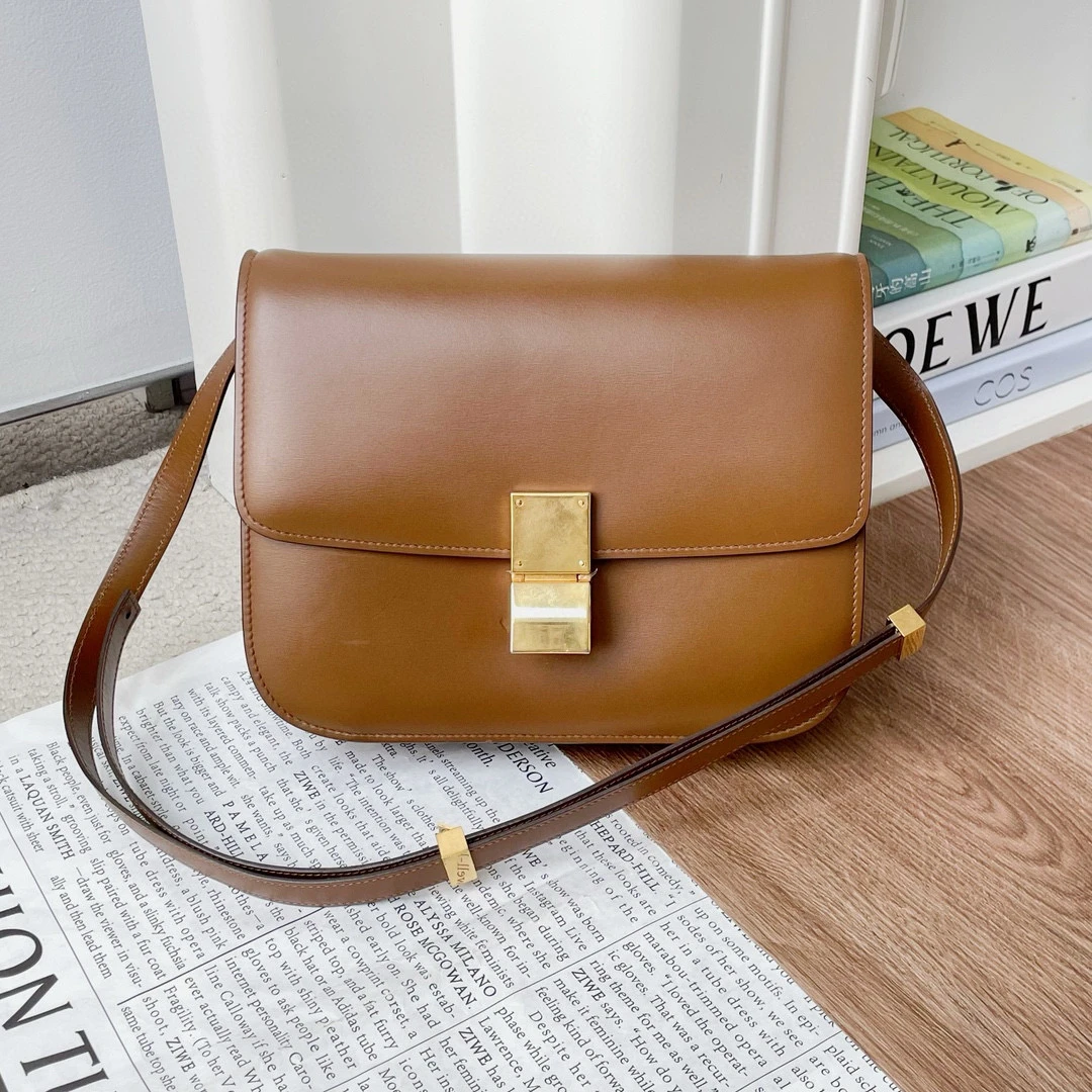 99新 Celine/思琳 焦糖色中号box中溯吊牌 BJM2-7565