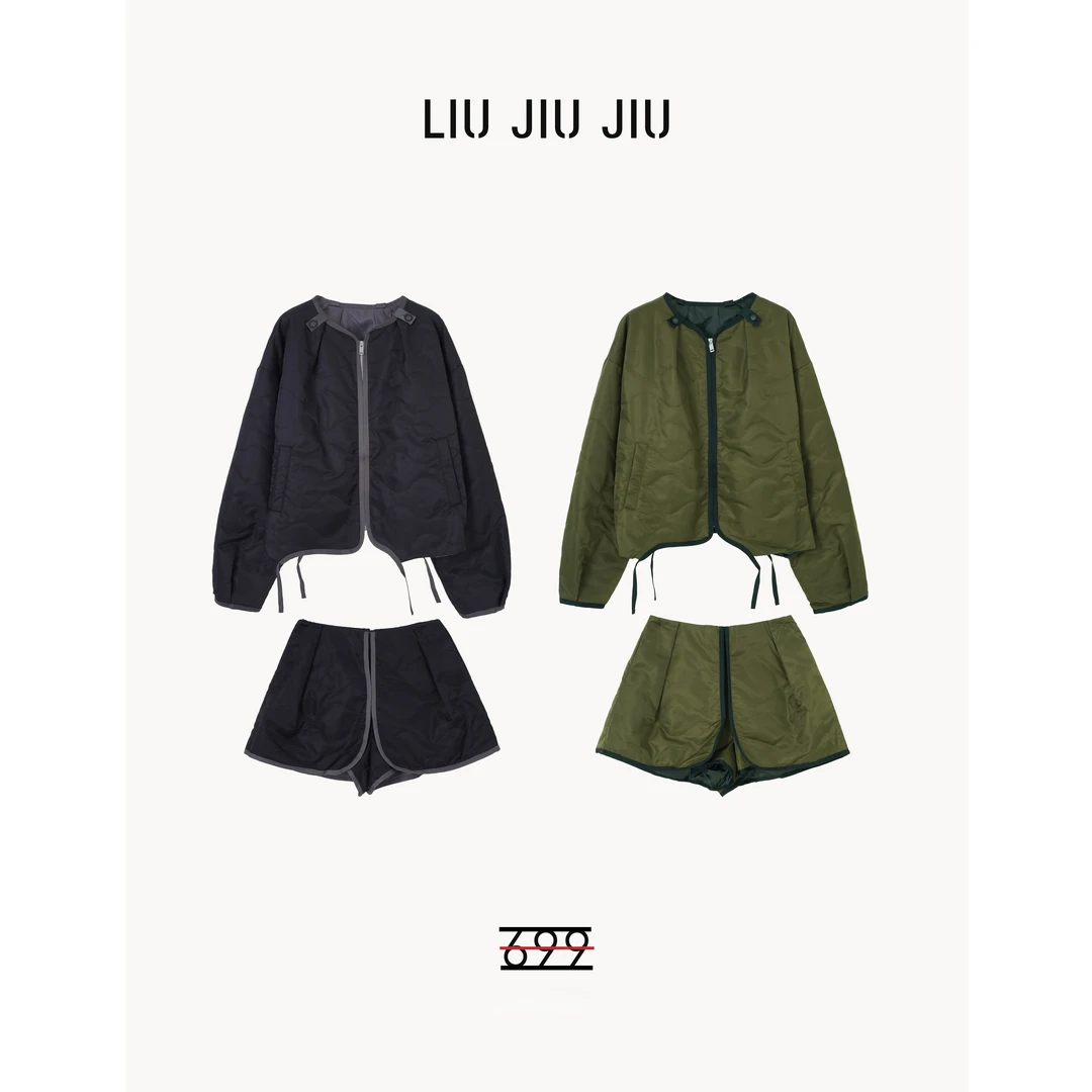 LIUJIUJIU 欧货时尚洋气设计感外套+时髦菱格夹棉百搭半裙TZ2953L
