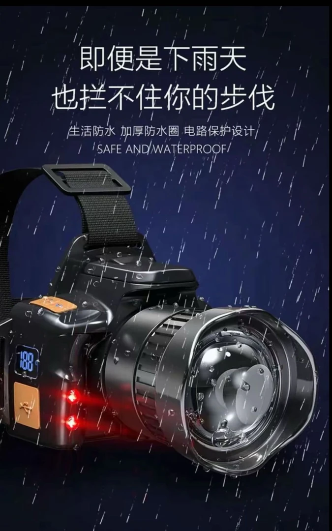 头灯强光充电超亮超长续航感应变焦户外头戴式手电筒夜钓矿灯露营