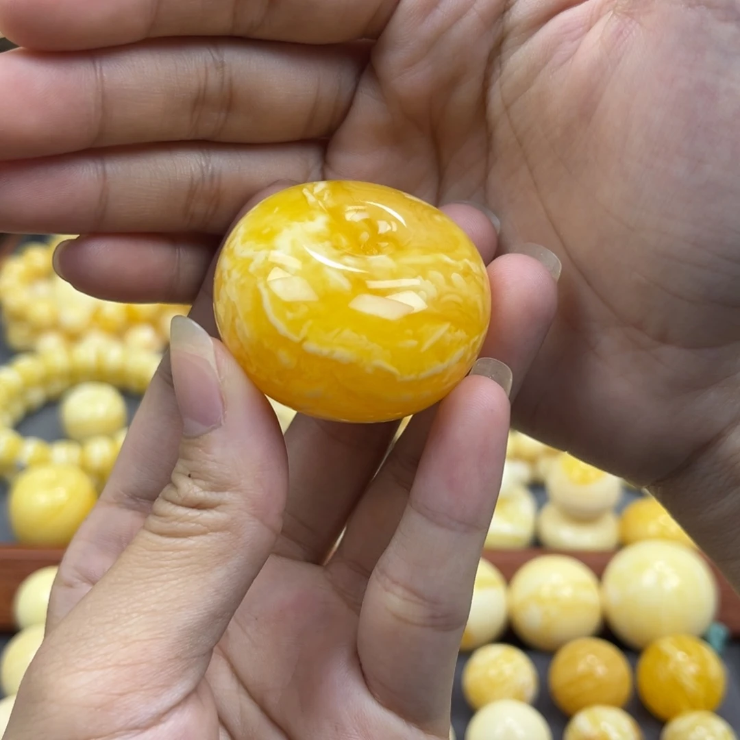 琥珀未镶嵌手串平安扣