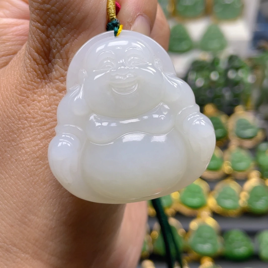 和田玉吊坠(不含链)18K金镶嵌